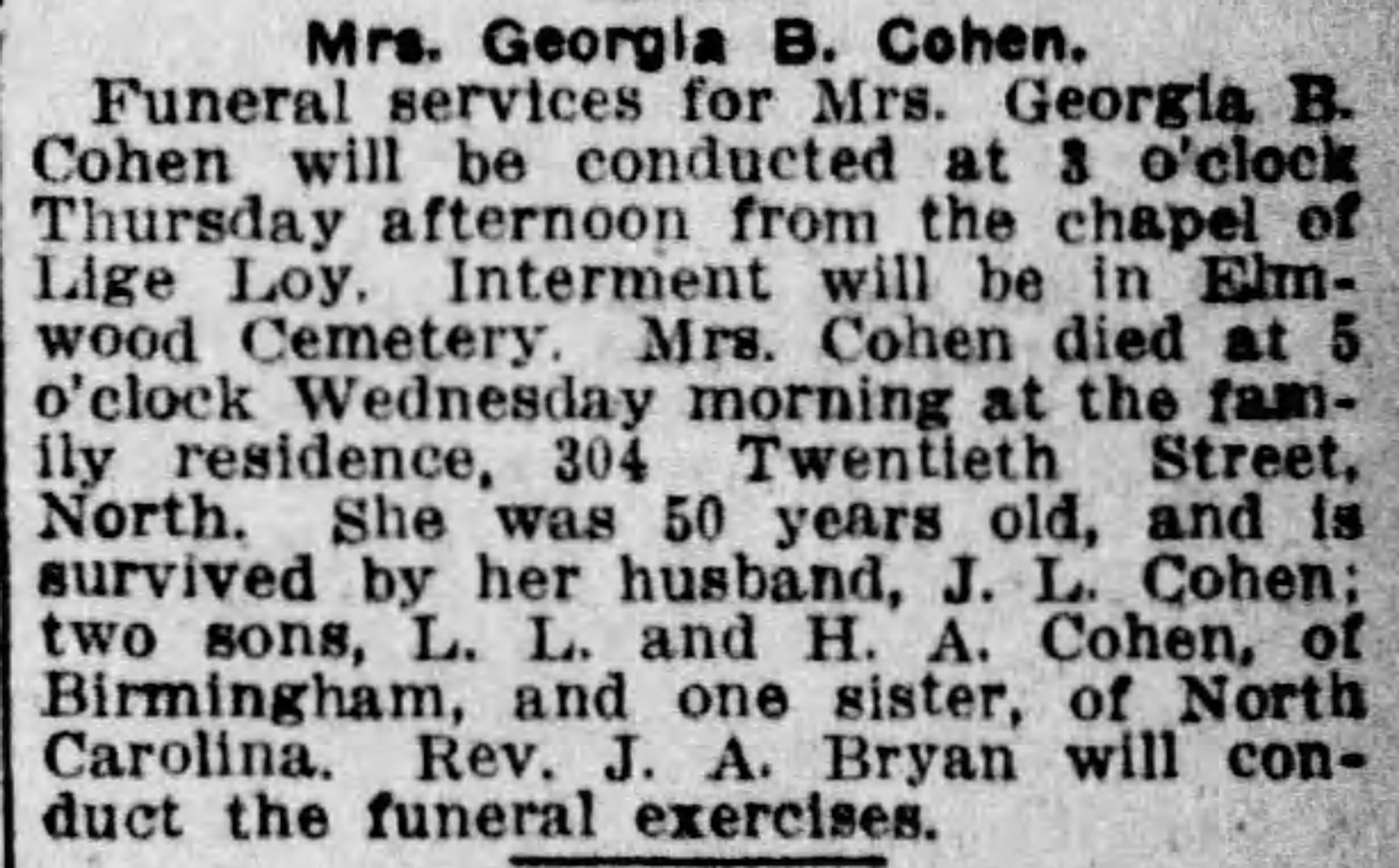 Georgia B. Cohen obituary